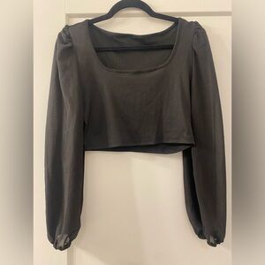 Shein puff sleeve square neck black top